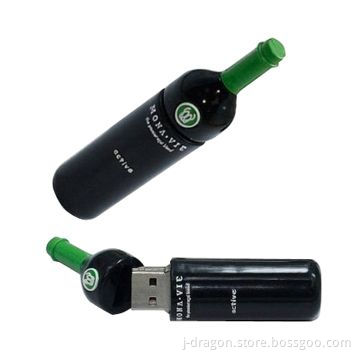 USB Flash Disks with PVC Wine Bottle Casing, Customized Service for Promotions